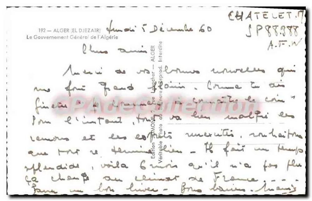 Hôtel de la République — Algerien — Édition Jomone - Rückseite