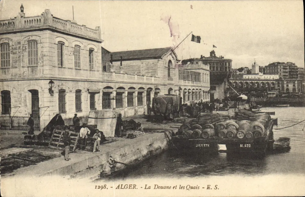 Alger - A Alfândega e os Muelles — E.S. n°1298 - Frente