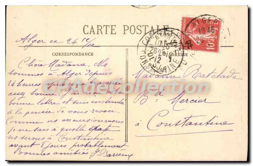 Alger - A Alfândega e os Muelles — E.S. n°1298 - Verso
