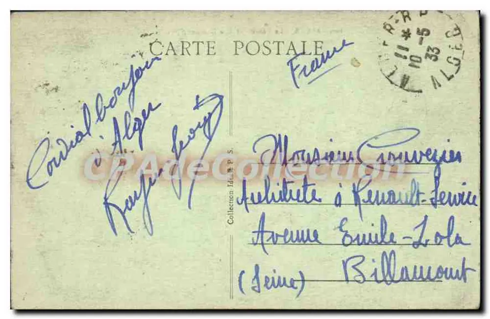 Alger — Das Theater und Rue Damont-d'Urville — unbekannter Verlag, n° 106 - Rückseite