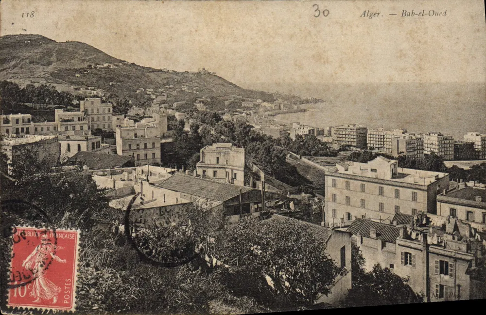 Argel — Bab-el-Oued — vista panorâmica — editor N. Phat, n° 118 - Frente