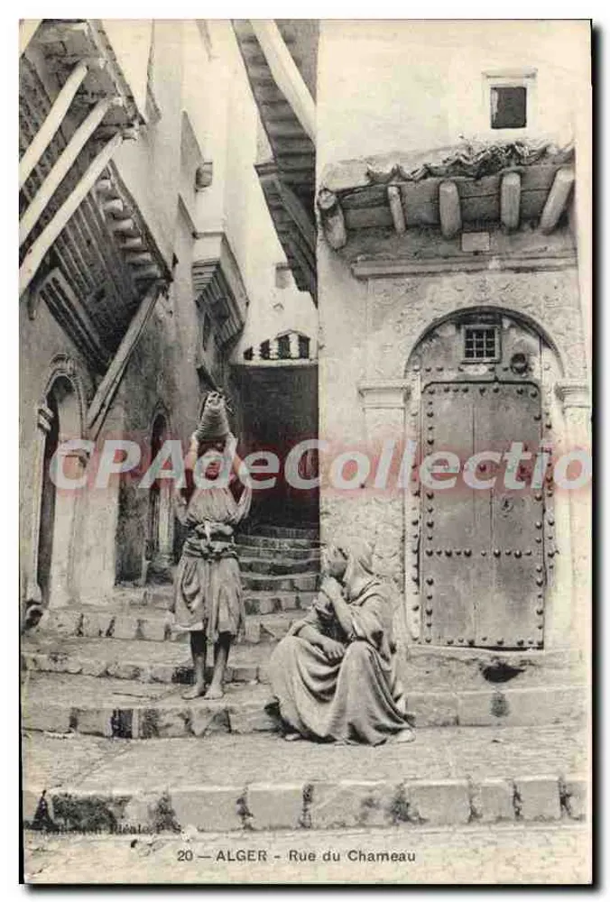 Alger — Rue du Chameau — cena de rua com duas mulheres — editor desconhecido, n° 20 - Frente