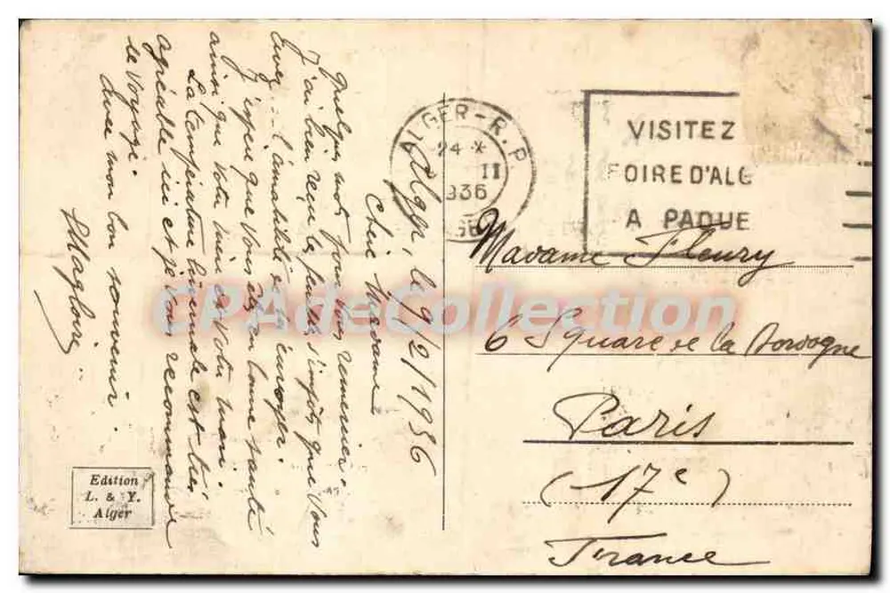 ALGER e suas terraces — n° 9125 — Edição L. & Y. Alger - Verso