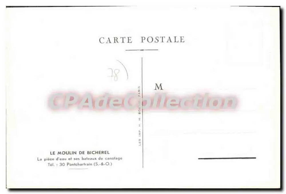 Der Mühle von Bicherel — Das Gewässer und seine Kanu-Boote — Imp. H. Bonhui, Paris - Rückseite