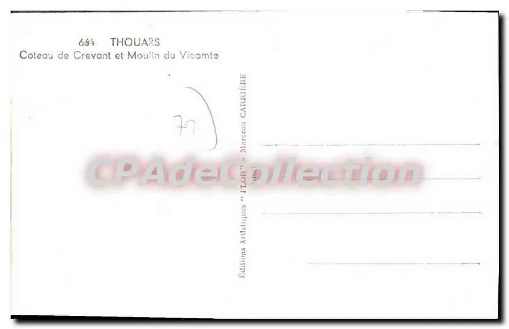 Thouars — Coteau di Crevant e Mulino del Vicomte — Edizioni Artéfactiques "FLOP" - Marcel CARRIERE - Verso