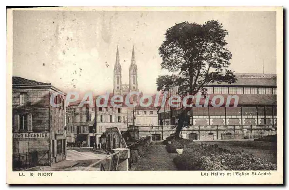 Niort — As Halles e a Igreja de São André — Editor Egarnier, n° LL 10 - Frente