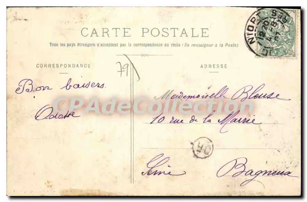 Niort - Rathaus, Ansicht vom Turm — Edition des Galeries Parisiennes, Niort, Nr. 43 - Rückseite