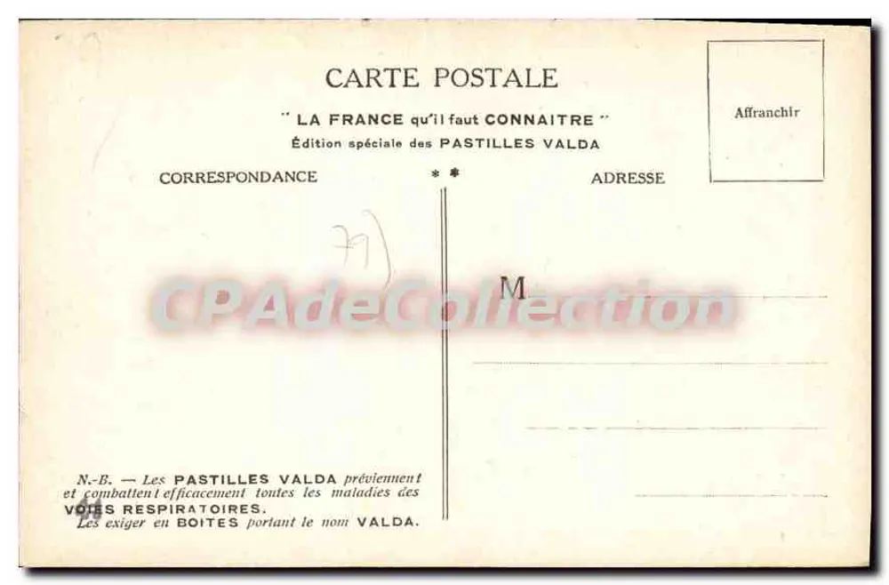 Riort — Kirche Notre-Dame und Schloss Bressuire — Sonderausgabe Valda Pastilles - Rückseite