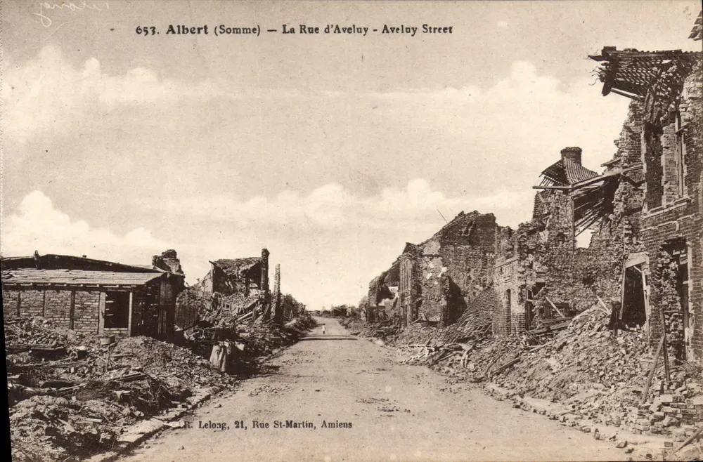 Albert (Somma) — Ulica d'Aveluy — zniszczone - Awers