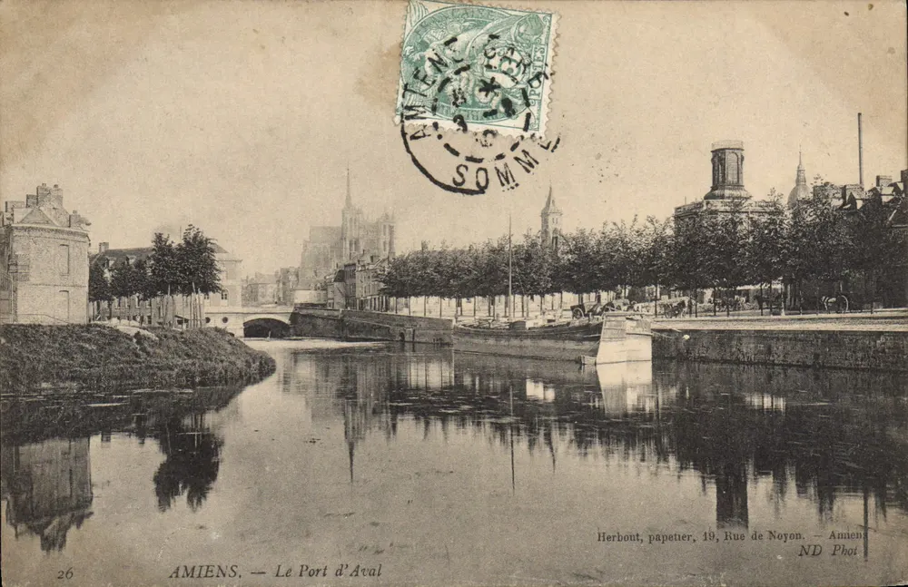 AMIENS — Port d'Aval — Herbout, papetier, 19, Rue de Noyon - Awers