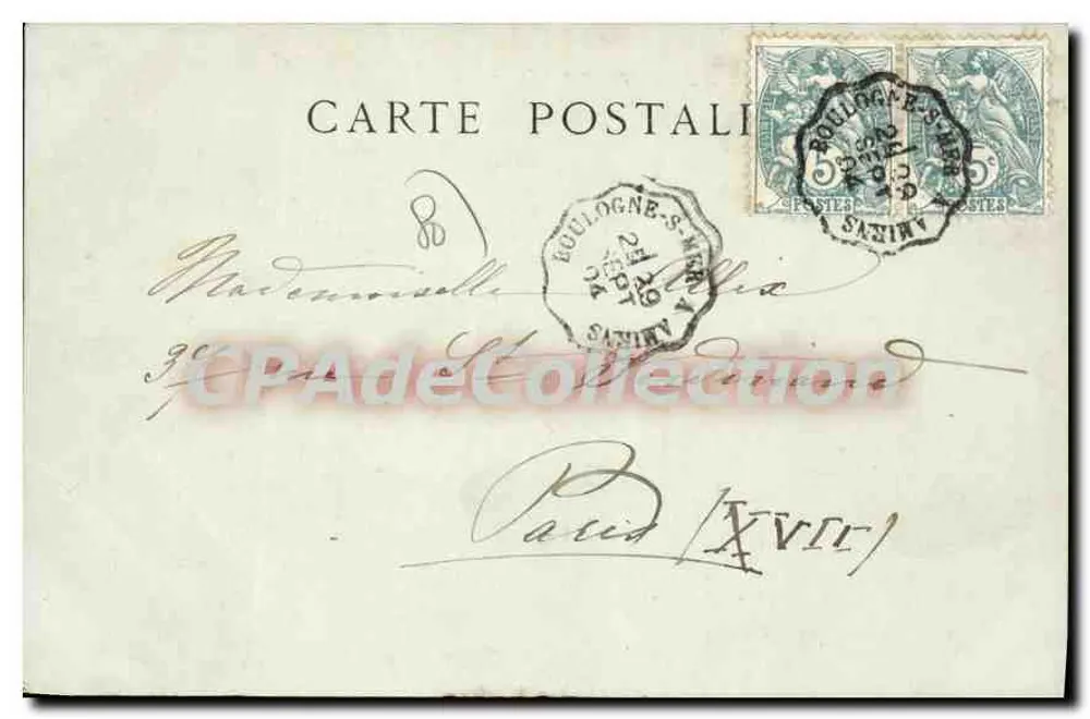 Amiens — Os Hortillonnages em Rivery — HERBOUT, Papetier, 19 Rue de Noyon - Verso