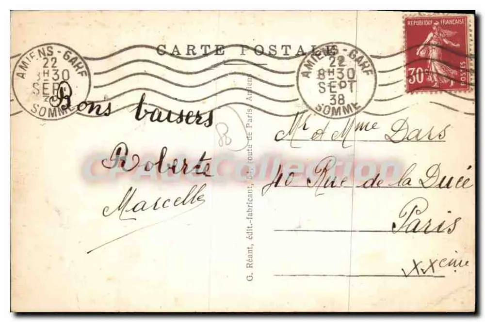 Amiens (Somme) — Rue de Noyon — Hotel Belfort e loja Héris Belforte - Verso