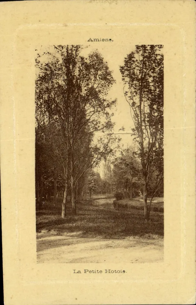 Amiens, A Petite Hotoie — vista da promenade cercada por árvores — editor Amiens, número de série não visível - Frente