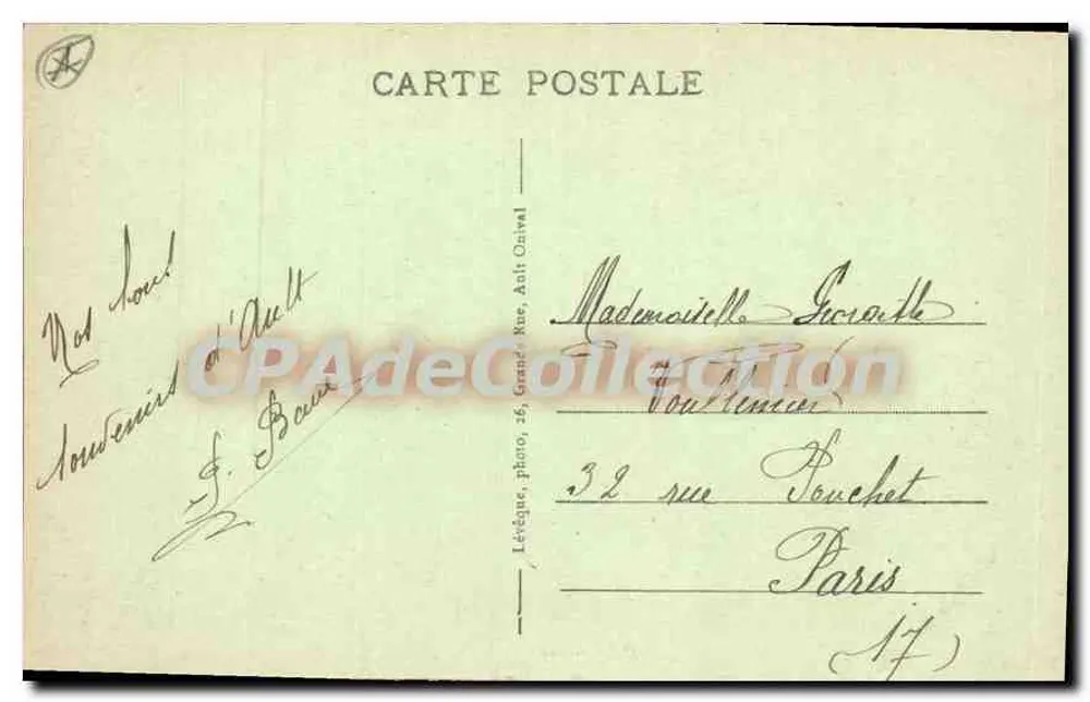 AULT - A Praia (lado Norte) — vista da praia e das falésias — Lévèque, foto, 26, rue du Château, Ault - Verso
