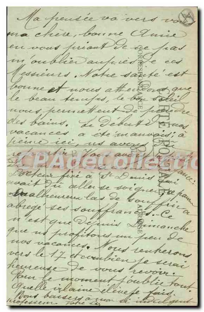 Onival - A Praia — vista da praia e dos edifícios — Maurice Devogue, editor, n° 26 Grande-Rua, Ault - Verso