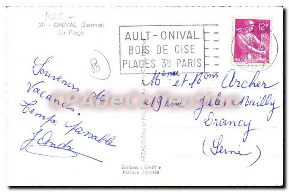 Ault-Onival — Praia — Edições Gaby - Verso