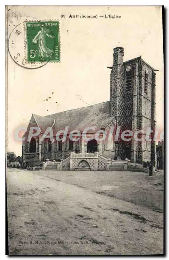 Ault (Somme) — A Igreja — Foto H. Milan, rua Quinguerue, Ault (Somme) - Frente