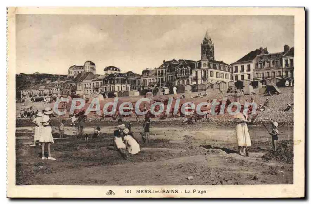 MERS-les-BAINS - Plaża — widok plaży i wsi — wydawca nieznany, nr 101 - Awers