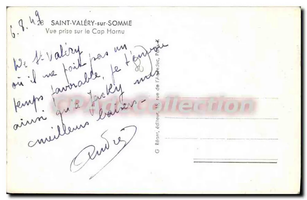 Saint-Valéry-sur-Somme — Ansicht vom Cap Hornu — G. Réan, Verlag, Paris - Rückseite