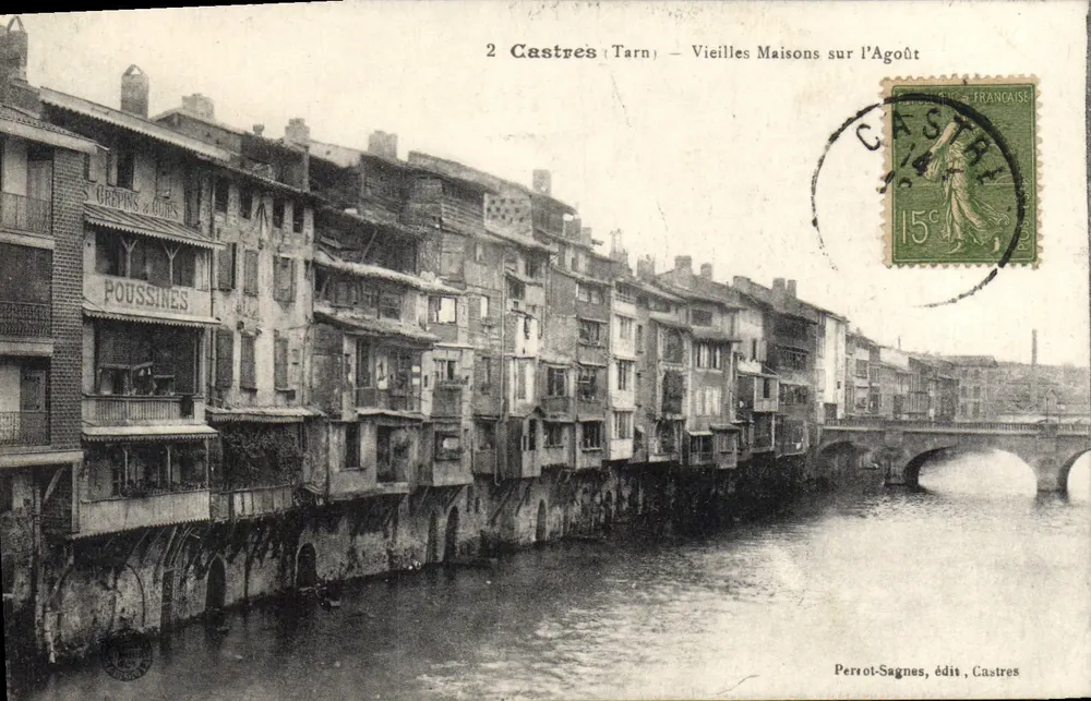 Castres (Tarn) — Velhas Casas ao longo do Agoût — Perrot-Sagnes, edição Castres - Frente