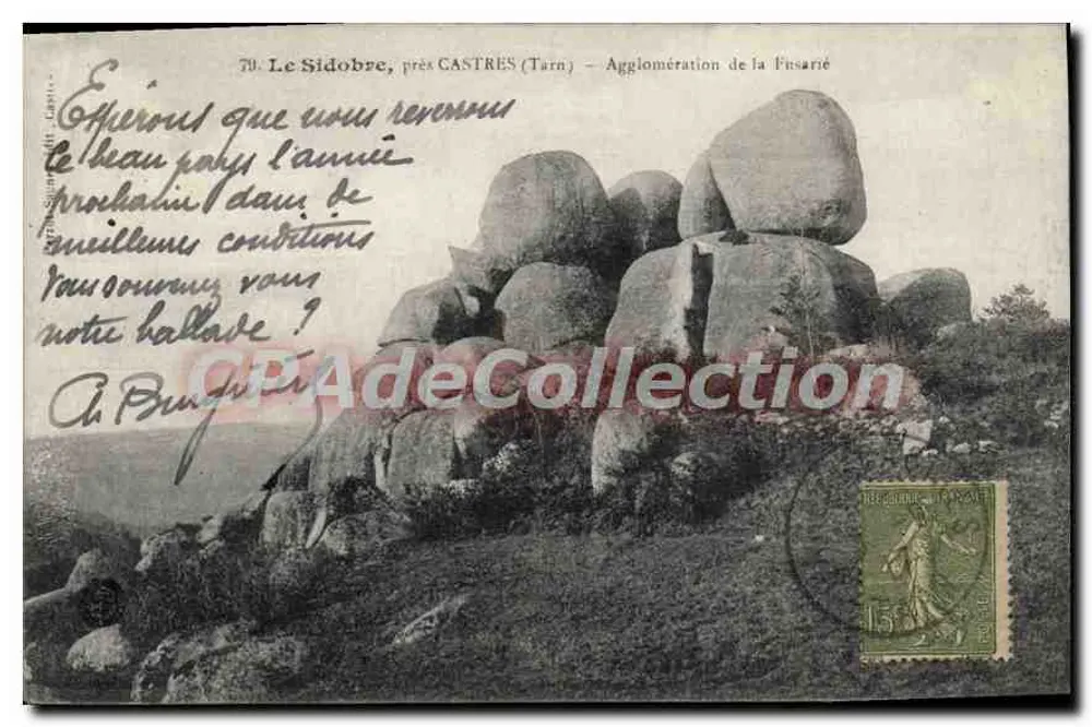 Le Sidobre, perto de CASTRES (Tarn) — Aglomeração da Fusarié — editor: C. Lévy, n° 70 - Frente