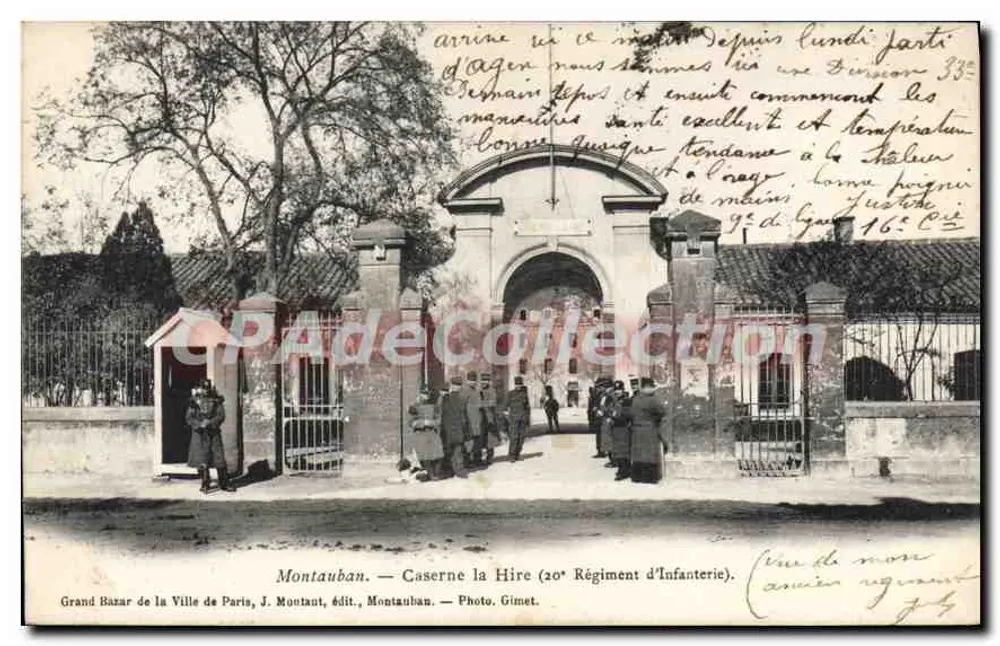 Montauban — Caserne la Hire (20. Infanterieregiment) — Grand Bazar de la Ville de Paris, J. Montaut, Verlag, Montauban. — Foto. Gimet. - Vorderseite