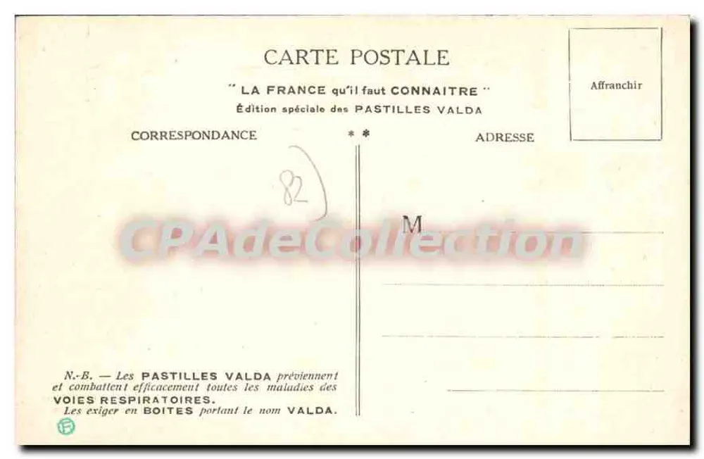 Montauban — Präfektur von Tarn-et-Garonne — Sonderausgabe Valda Pastilles - Rückseite