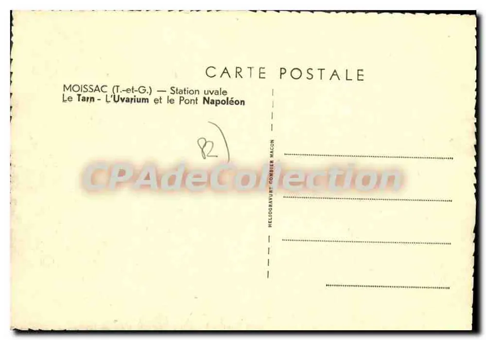 Moissac (Tarn) — Station Uvairum en Brug Napoleón — Héliogravure Combier Macon - Achterkant