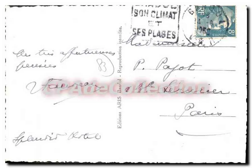 Bandol - Caminho do Capeland — Éditions ARIS - Verso