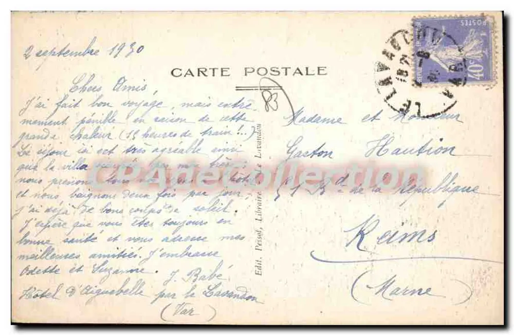 Le Lavandou — Calanquettes de la Fosette — Editor: Édit. Pessol, Le Lavandou - Verso