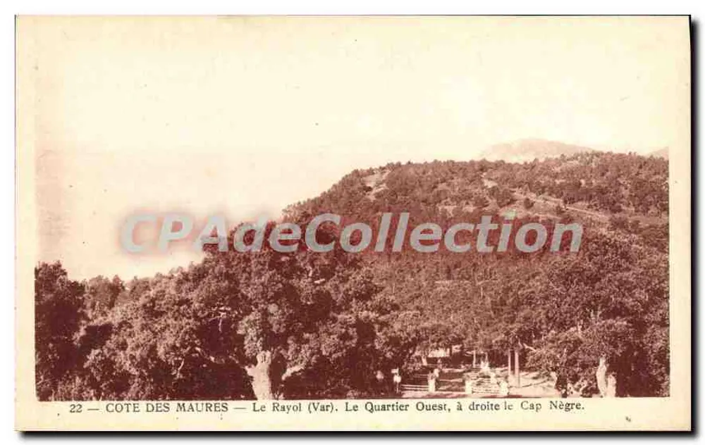 Costa dos Maures — Le Rayol (Var). O Bairro Oeste, à direita o Cabo Negro. - Frente