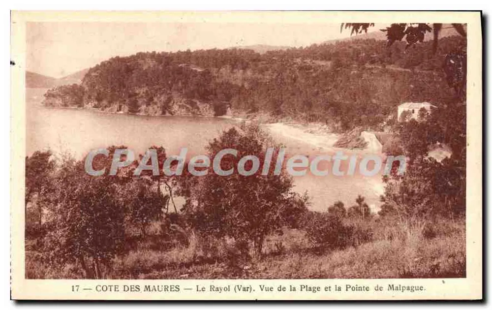 Côte des Maures — Le Rayol (Var). Ansicht der Strand und Pointe de Malpague — A.D.L.A. - Nice, n°17 - Vorderseite
