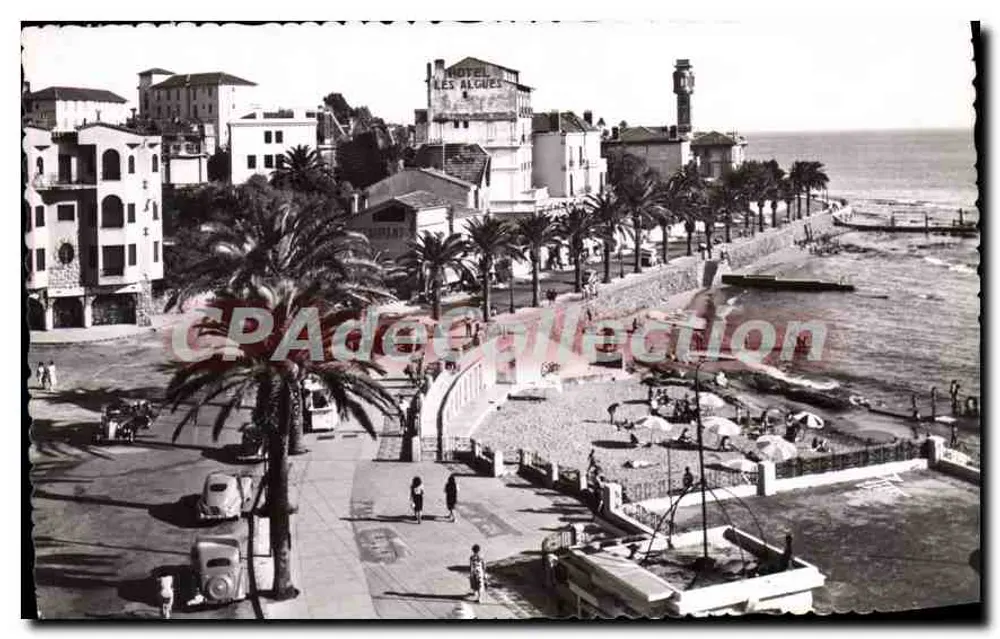 Vista de la playa y del Hotel Les Algues en Saint-Raphaël — Ediciones AJAX, 1961 - Anverso