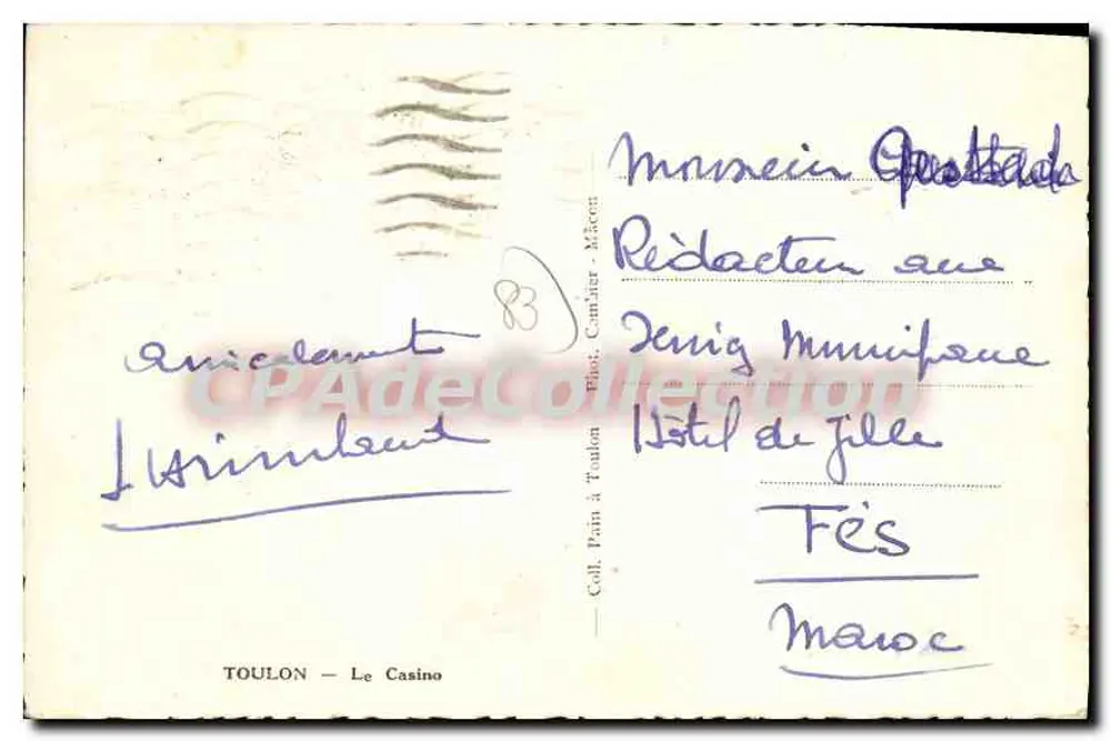 TOULON — O Casino — editor Call. Bain à Toulon - Verso