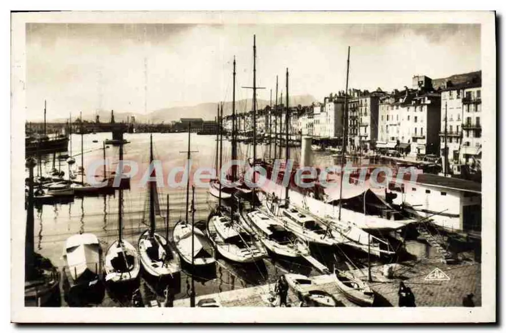 Toulon - Os Quais — vista do porto com barcos a vela — editor desconhecido, número de série não visível - Frente