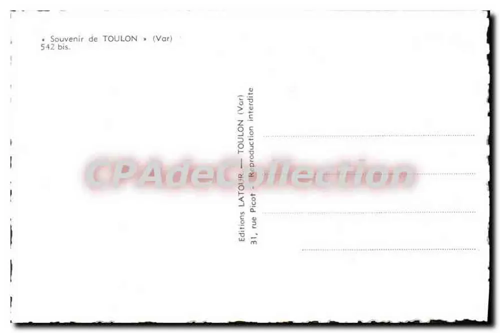 Toulon — Lembrete de Toulon — Edições LATOUR - Verso