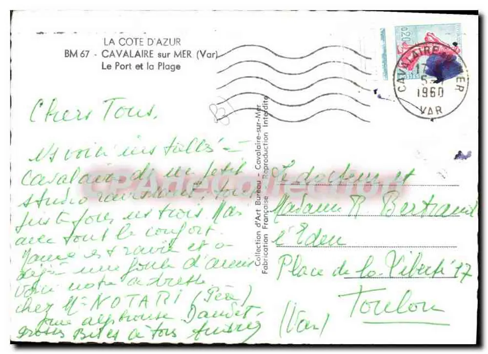 Cavalier-sur-Mer — praia e porto — Bureau - Verso