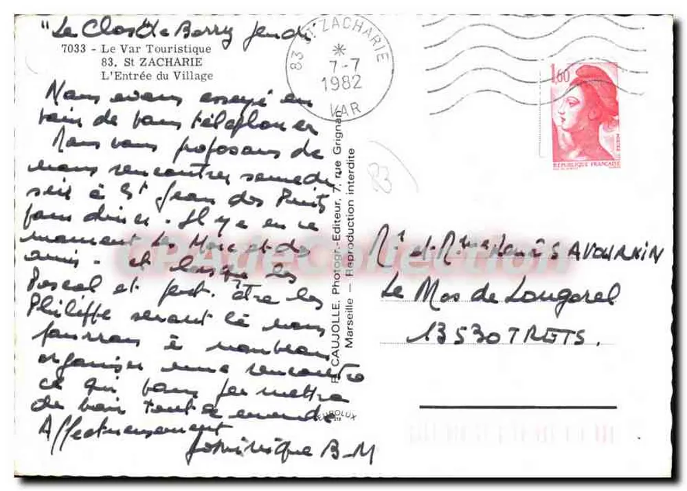 L'Houvenaire — Vista da estrada e do vilarejo — Editor CAUJOLLE, n° 7033 - Verso