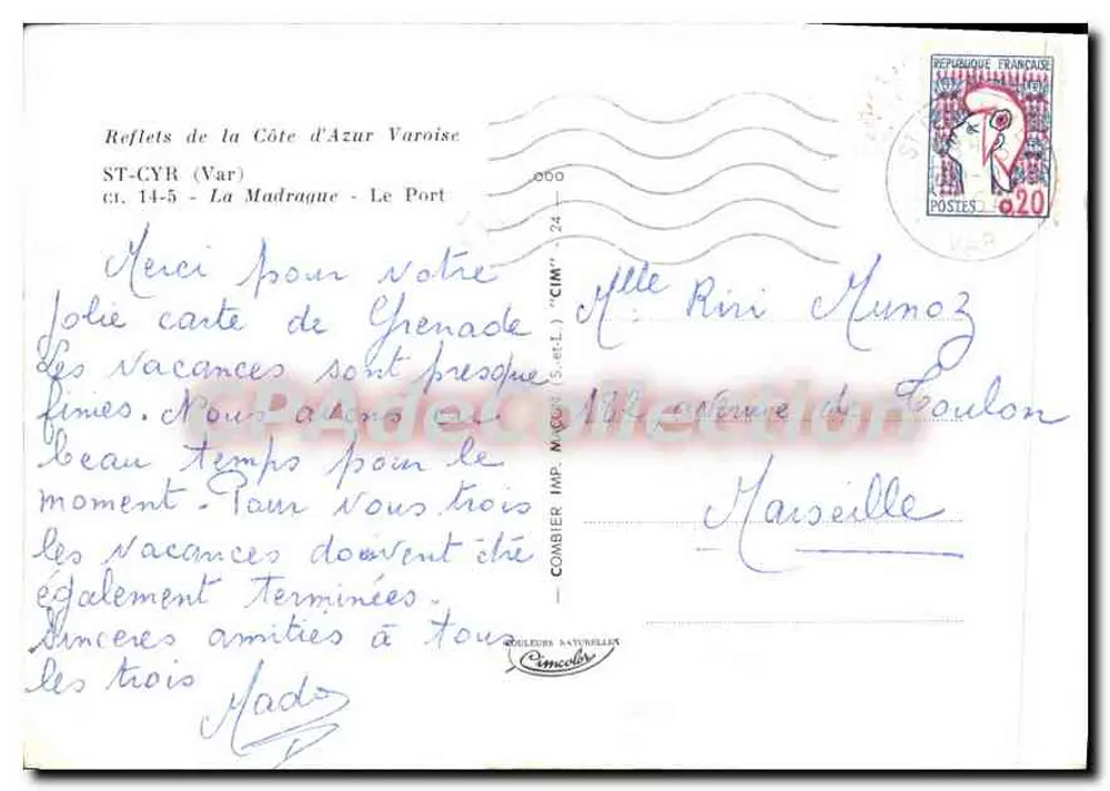 O Porto de St-Cyr-sur-Mer — vista do porto com o hotel Les Pins — editor Combier - Verso