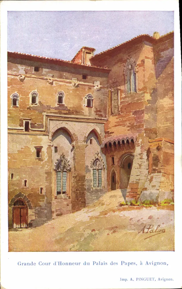Großer Ehrenhof des Palastes der Päpste in Avignon — Imp. A. PINGUET, Avignon - Vorderseite