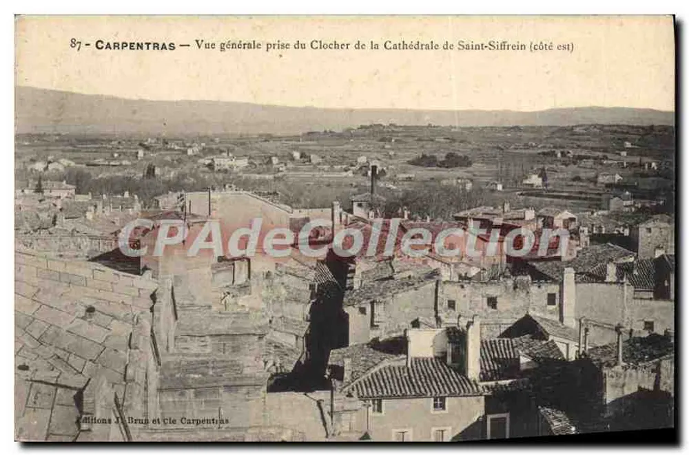 Carpentras — Allgemeiner Blick vom Turm der Kathedrale Saint-Siffrein (Ostseite) — Éditions J. Brun et Cie Carpentras, n° 87 - Vorderseite