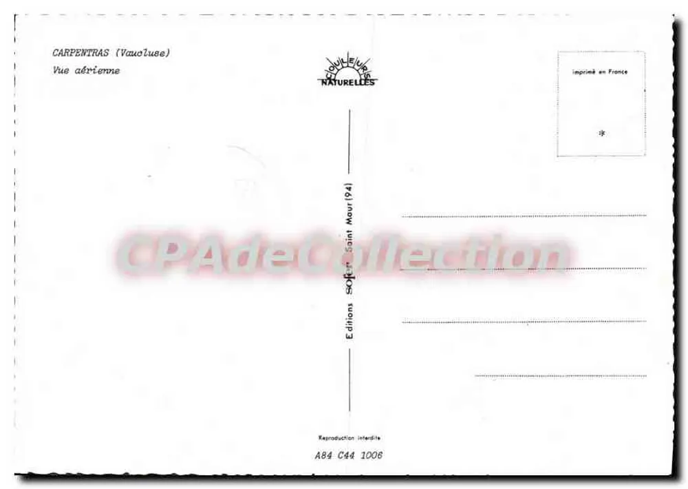 Carpentras (Vaucluse) — Vista aérea — Editions Goffin Saint Maur (94) - Verso