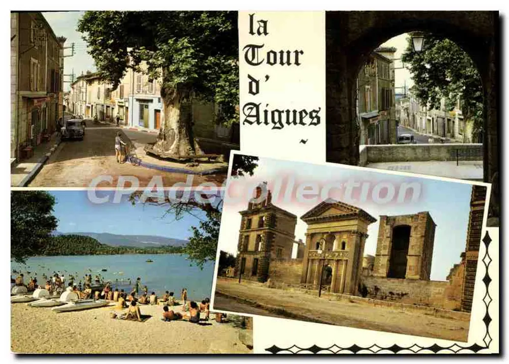 La Tour d'Aigues — Aussicht auf die Stadt, den See und die römische Turm — Editions GELLARD - Vorderseite