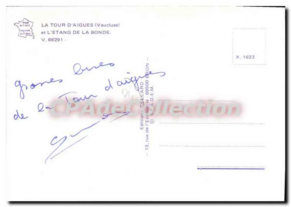 La Tour d'Aigues — Aussicht auf die Stadt, den See und die römische Turm — Editions GELLARD - Rückseite