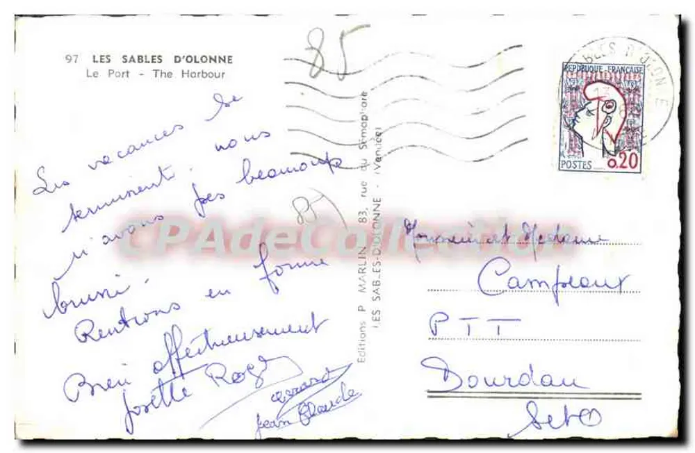 Les Sables-d'Olonne — Porto — P. Manlin - Verso