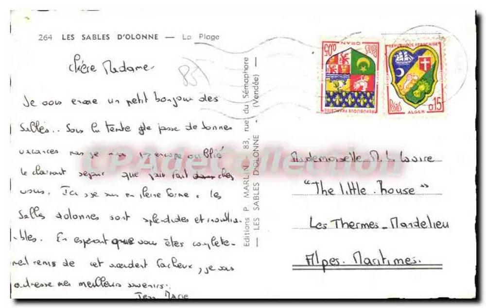 Les Sables d'Olonne — A Praia — P. Marlin - Verso