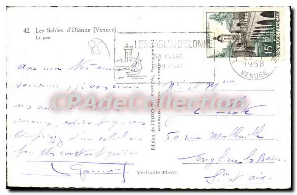 Les Sables d'Olonne — O porto — Edição da Europ - Verso