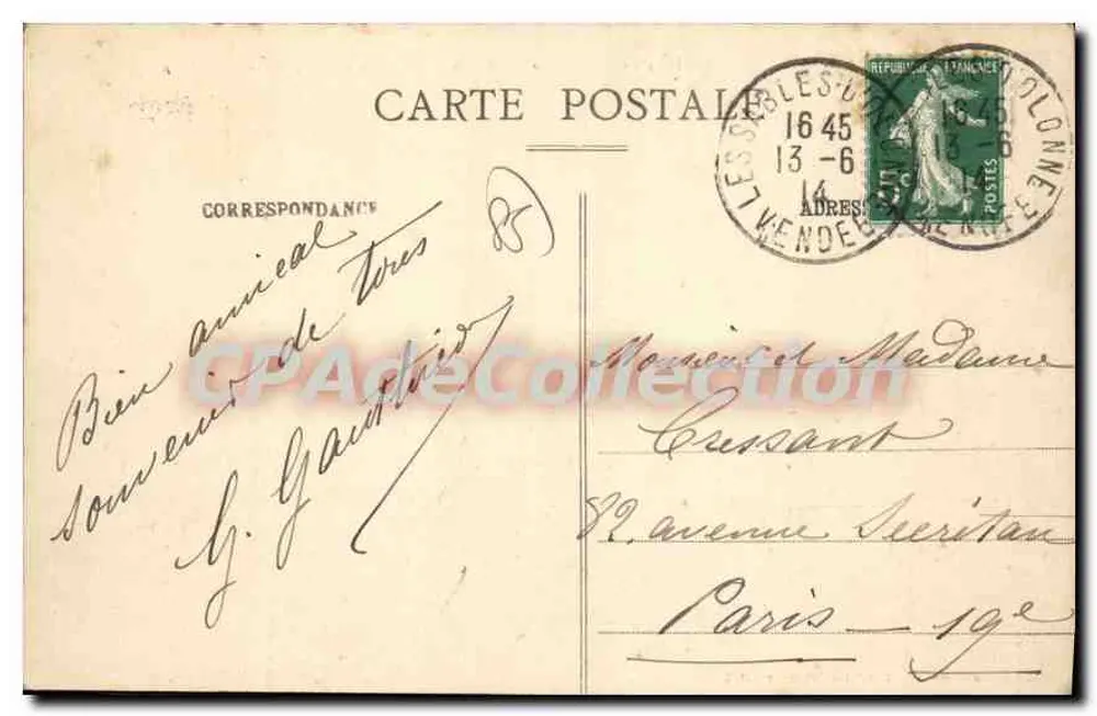 Vista geral da Praia dos SABLES-d'OLONNE tirada do Palácio de Justiça — Coleção Lucien Amiland, n° 2833 - Verso