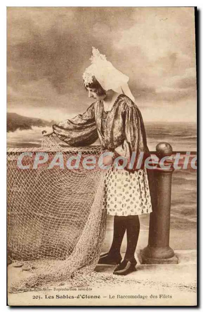 Les Sables-d'Olonne — O Raccamodage dos Filetes — Editor: L. Kuntz, n° 265 - Frente