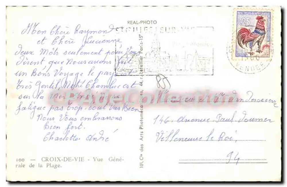 Croix-de-Vie — Vista General de la Playa — 100 — Editor: 10e Cie des Arts Photographiques - Reverso